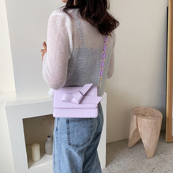 

senior solid color bag women's chain messenger bag women shoulder simple small square bags sunscreen antifouling