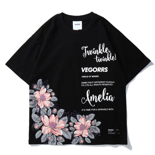 

mens flowers printed t shirts 2020 summer fashion designer white black short sleeve streetwear cotton big size 1168t281