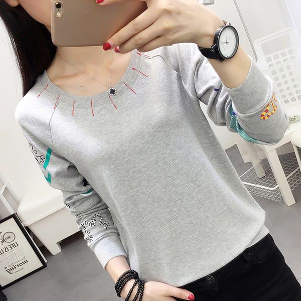 

2019 нова женка вена длиннм Ѭђкавом ђболки вободна поведневна обложка, White