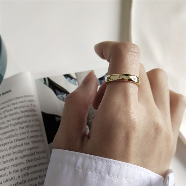 

new white gold color tiny zircon inlay finger rings for women 100% 925 sterling silver wedding band ring, Black