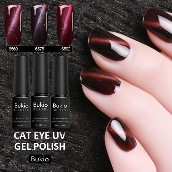 

bukio 3d cat's eye effect gel varnishe semi permanent nail art glitter enamel gel nail polish need magnet stick uv lamp manicure, Red;pink