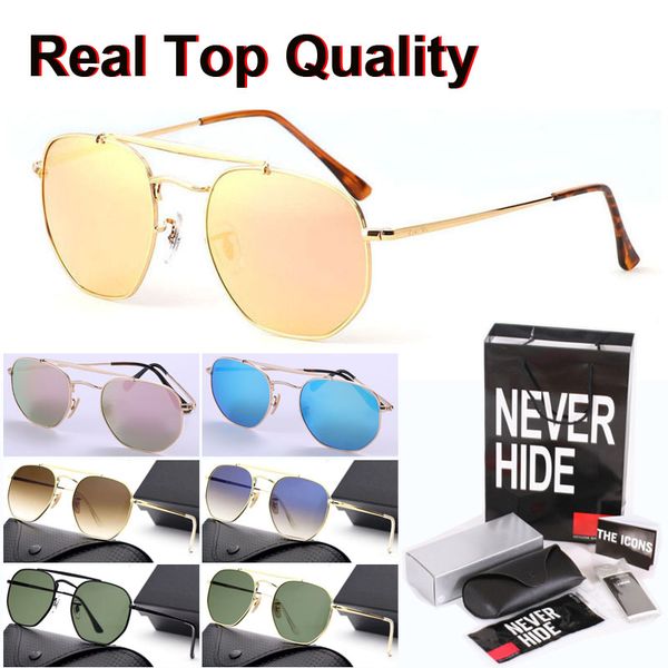 

1pcs wholesale - brand polygon sunglasses men women mirror glass lens oculos de sol with original box, packages, accessories, everything, White;black