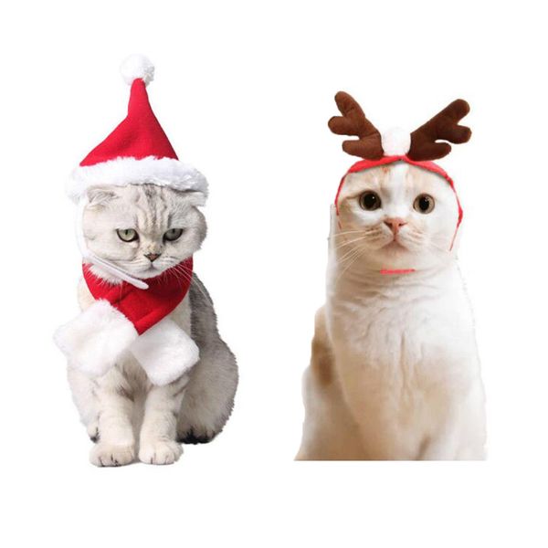 

2019 christmas hairband for pet dog cat funny elk reindeer antlers red puppy headwear xmas new year decor 3