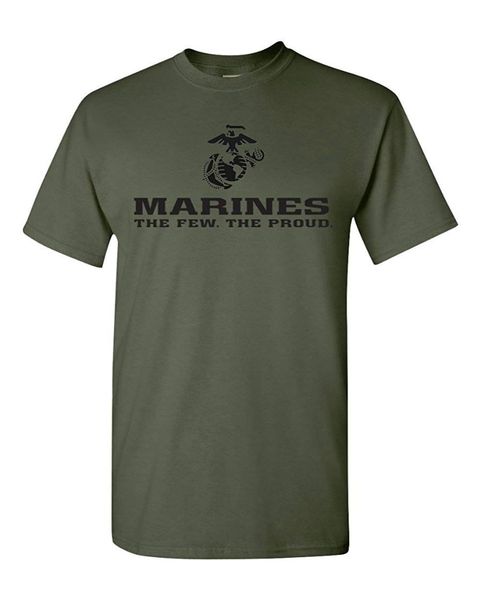 

2018 new brand marines the few the proud usmc marine corps green t-shirt usa licensed, White;black