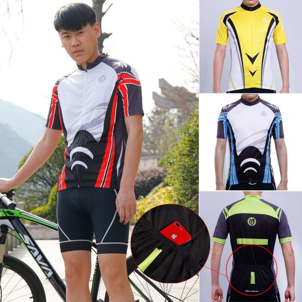 

mens cycling jerseys zipper half-collar clothing mtb bicycle sportswear short sleeve bike shirt top, Black;red