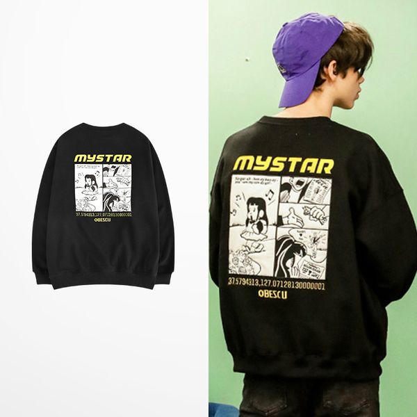 

new arrive fashion design hoodies men and women caricature print harajuku japanese type fleece quality hoodie sweatshirt bieber, Black
