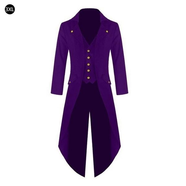 

men's coat jacket solid punk retro tuxedo male dress suit new autumn winter windbreaker long blazer, Black;brown