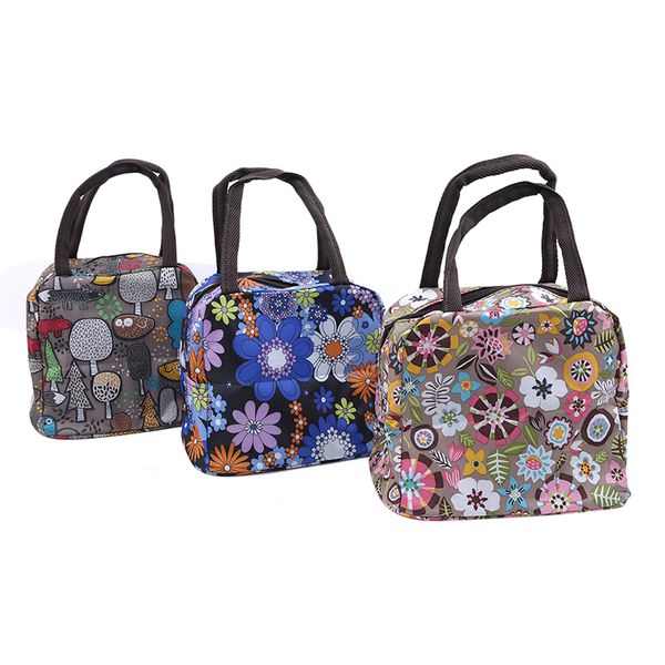 

lunch bag flower portable bento bag portable carry tote for women girls star colorful wave dot blue insulated box, Blue;pink