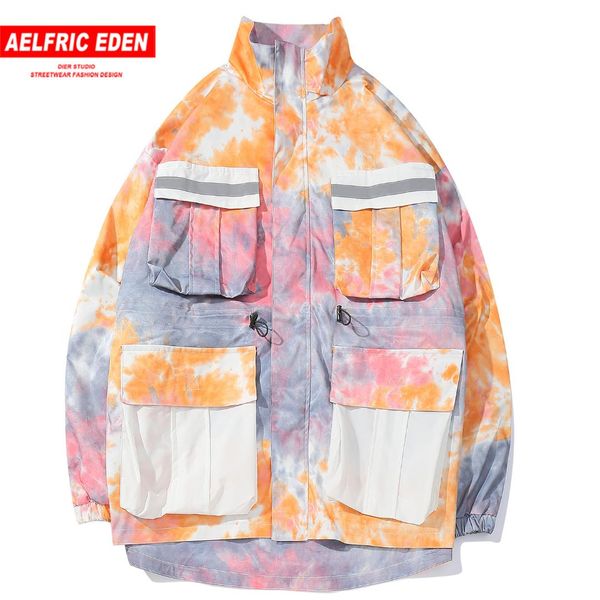 

aelfric eden patchwork pockets men cargo jackets 2019 fashion casual streetwear color clock trench harajuku hip hop male coats, Tan;black