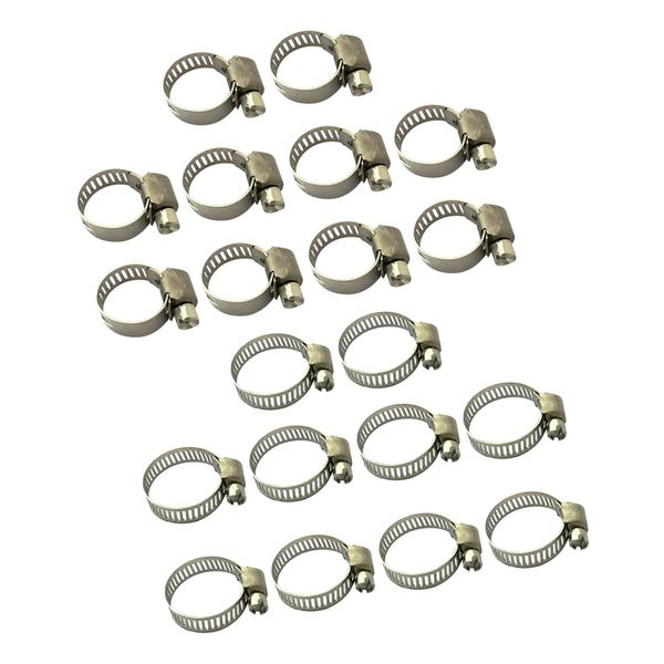 

20 piece adjustable 10-16mm 19-29mm range stainless steel worm gear hose clamps assortment kit