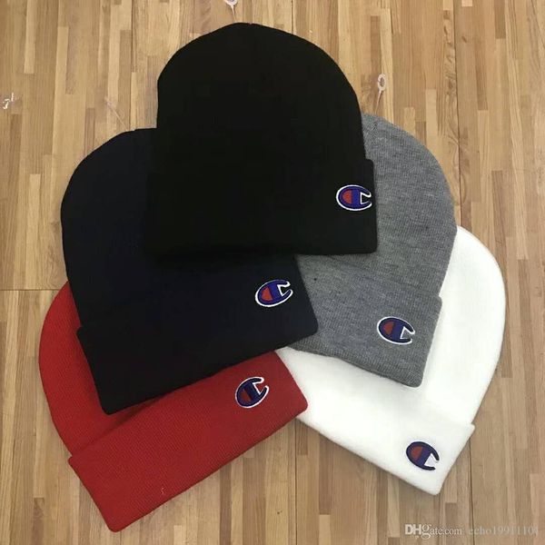 

2019 new hight quality champs beanies big c logo y1 men women autumn winter beanies knitted letter embroidery casual ladies pom-pom gorro, Blue;gray