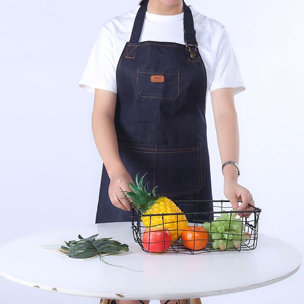 

30pcs denim aprons kitchen apron woman men cooking restaurant barista work apron jean tablier delantal