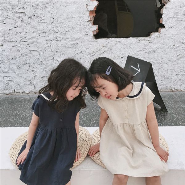 

2020 selling baby girls cotton linen dress summer fashion kids girls dresses 2-8 years, Red;yellow