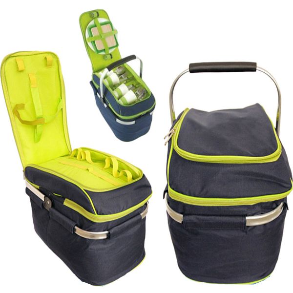 

outdoor folding picnic bag portable large camping storage basket portable insulation meal bag camping hiking picnic o