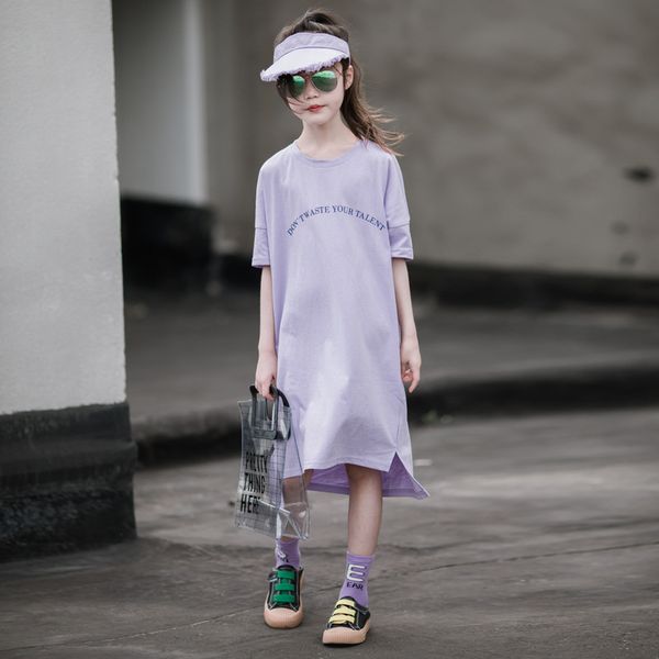 

4 to 16 years girls summer dress baby shirt dress children kids leisure letter print baby cotton 2020, #8584, Red;yellow