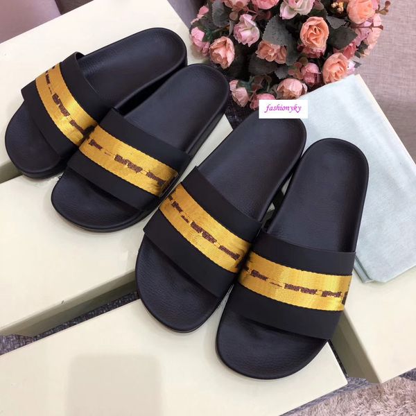 

новое лето off отдых крытых пляжные тапочки белых полиграфические возлюбленные тапочки с коробкой, Black