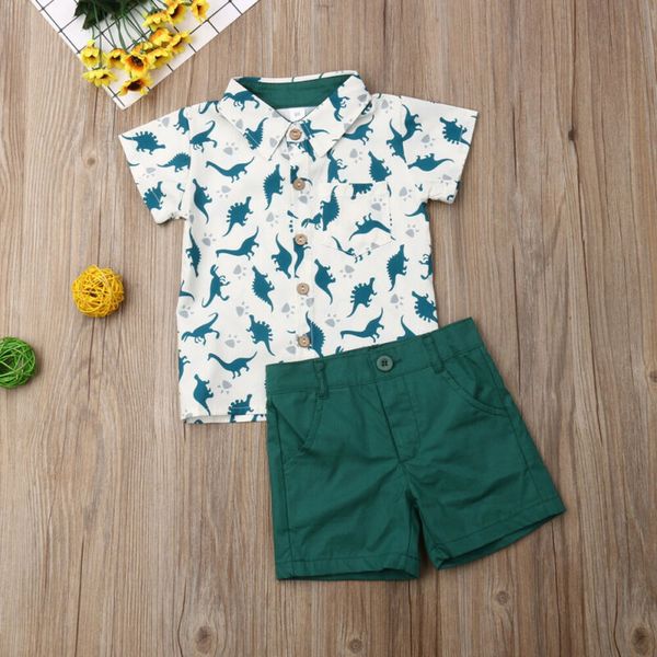 

ca toddler infant baby boys 6m-5t summer clothes dinosaur shorts pants outfit set, White