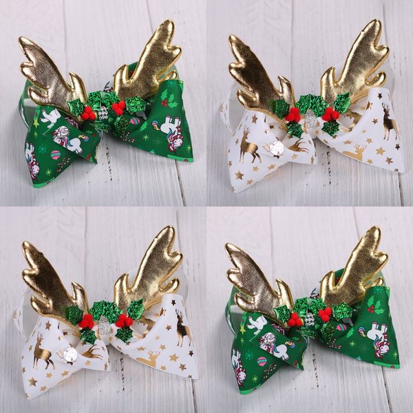 

bowknot jojo siwa hairpin christmas antlers hair hoop elk gold stamping printing hairs band selling 8 5gf l1