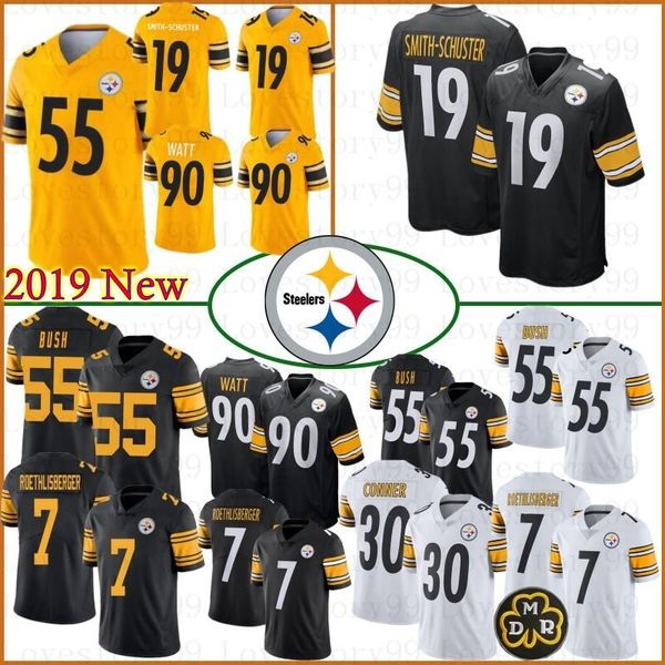 

19 juju mith chu ter 55 devin bu h pitt burgh jer ey teeler 90 t j watt 7 ben roethli berger 30 jame connerer ey 36 jerome betti top, Black;red