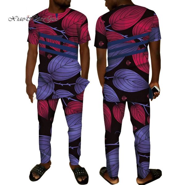

african casual print shirt and pant set 2 pieces cotton pant suit african print men wedding party traditional clothing wyn887, Red