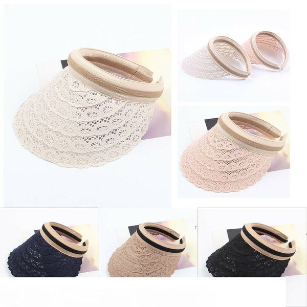 

female summer sun empty hat solid lace sun visor hats sombrero party hats