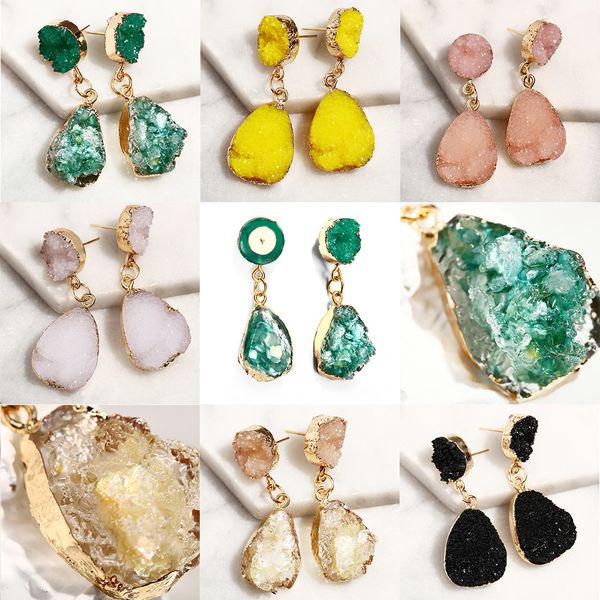 

originality cluster ear nail candy color drip earrings woman, Golden;silver