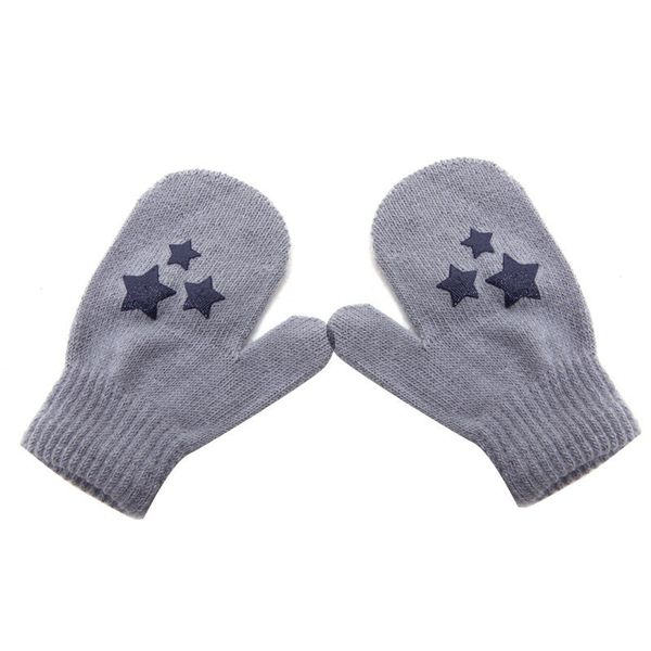 

cute kids winter gloves fashion toddler mittens knitted dot star heart gloves boys girls warm children soft print solid guantes, Blue;gray