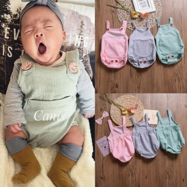 

new kids baby boy girl sling romper jumpsuit outfits summer newborn kids clothes, Blue