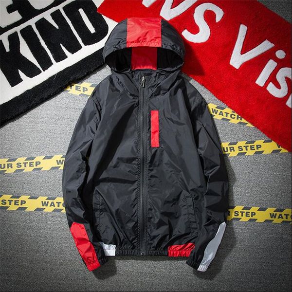

new 2018 patchwork black pullover jacket fashion tracksuit casual coat men windbreaker hip hop streetwear hooded jackets men, Black;brown