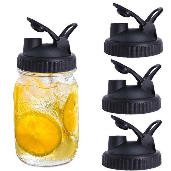 

mason jar lids - 4 pack canning lids flip cap with leak-proof seal storage caps with easy pour spout for wide mouth mason j