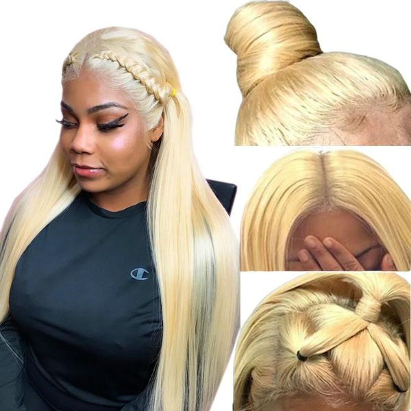 

glueless 613 парик фронта шнурка 150% светлые парики человеческих волос предварительно сорвал перуанские прямые парики шнурка с волосами мла, Black