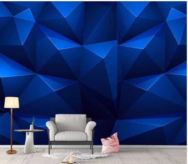 

wallpaper for walls 3 d for living room 3d stereo blue modern geometric tv background wall