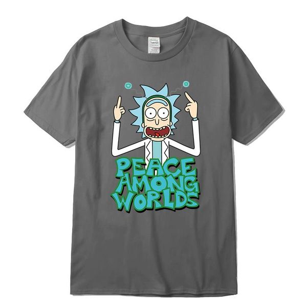 

men's t-shirt short sleeve cotton crewneck loose rick and morty printed men tshirt casual knitted mens t-shirt, White;black