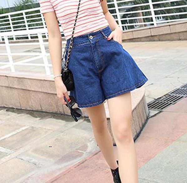 

new clothes 2019 fashion women loose high-waisted broad-legged jeans and shorts drop shipping, White;black
