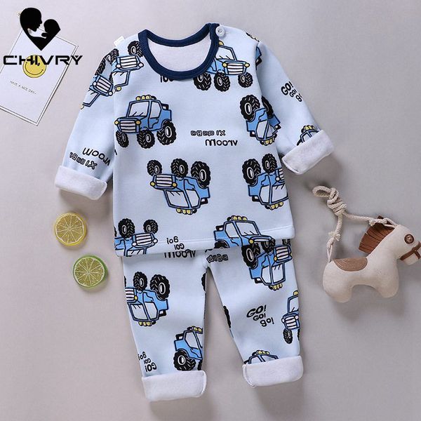 

2020 new kids boys pajama sets cartoon long sleeve o-neck t-shirt with pants baby girls autumn winter warm sleeping clothes, Blue;red