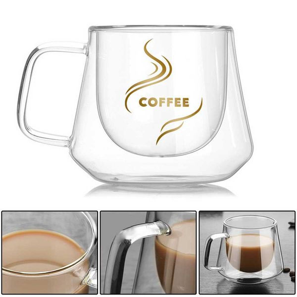 

double layered glass coffee mug heat resistant coffee cup glass whiskey coffee cups glass drinkware with handle