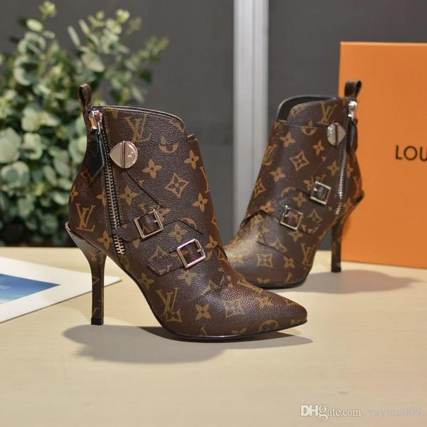 

a7 mix 9 model women boots round toe leather footwear wedge heels female boots zip up shoes women plus size luxury womens boots, Black