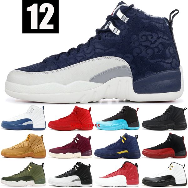 

wntr 12 12s mens basketball shoes new gym red michigan college navy taxi xii high designer sneakers trainer sport shoes us 7-13