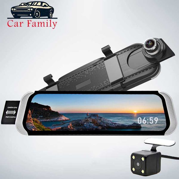 

car family 4g 10" android rearvie mirror fhd 1080p dual camera car dvr gps wifi auto video registrator recorder night vision