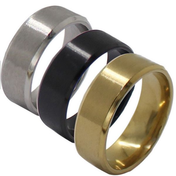 

8 мм из нержавеющей стали смарт кольцо мужчины новый черный палец кольцо для мужчин серебряные позолоченные кольца женщины глянцевые аксессу