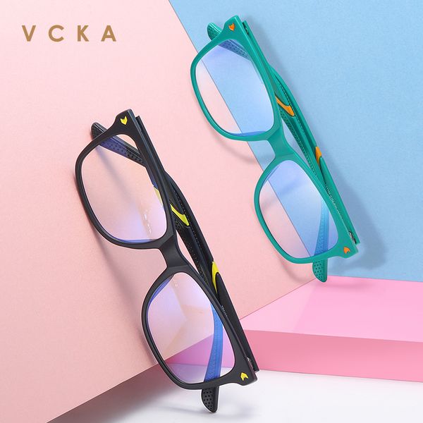 

vcka tr90 blue light kids glasses for boy girl child optical frame transparent glasses anti glare computer prescription eyewear, White;black