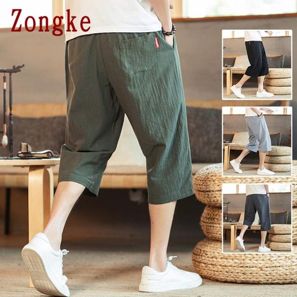

zongke 2020 new harem calf-length pants men trousers casual joggers pants men sweatpants hip hop streetwear male plus size m-5xl, Black
