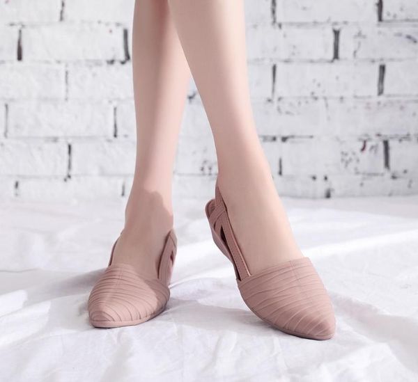 

2020 women sandals women pumps pointed toe jelly shoes soft sole low heel sandals daily street beach outdoor casual shoes pink, Black