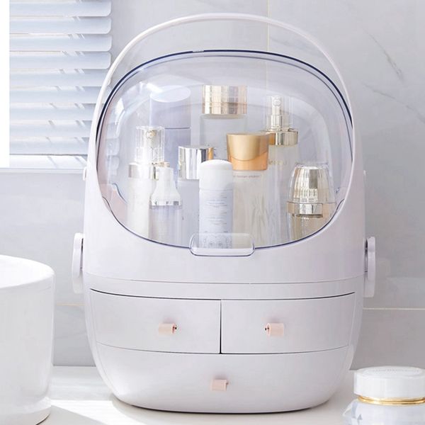 

clamshell 3 drawer dressing table rounded makeup holder storage box for lipstick jewelry cosmetic organizer
