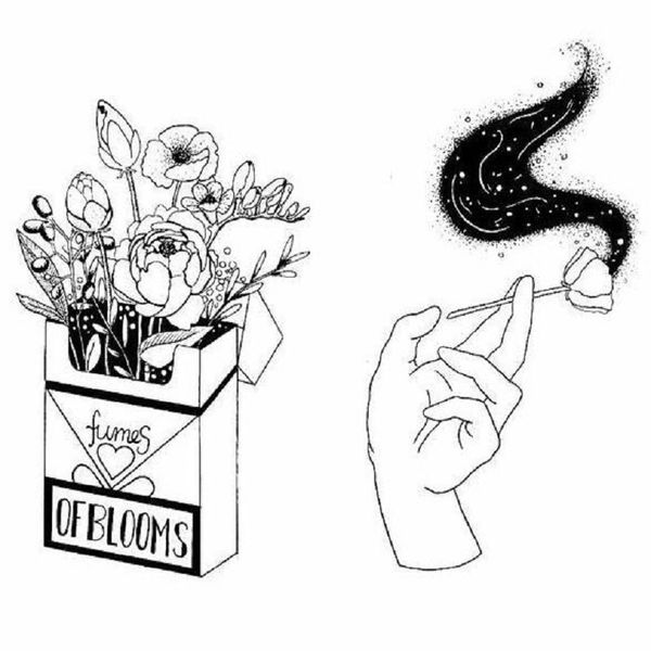 

cigarette case flowers black and white smoking hand personality creative brooch cartoon special tide models new lapels denim jacket badge, Gray