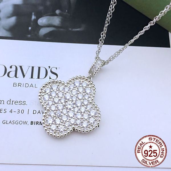 

european and american new s925 sterling silver seiko clover full diamond double sweater female large 25mm 2020 new hot