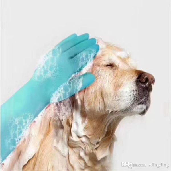 

multifunctional waterproof non-slip soft rubber magic silicone dishwashing gloves kitchen bathroom pet bath cleaning gloves dh0111