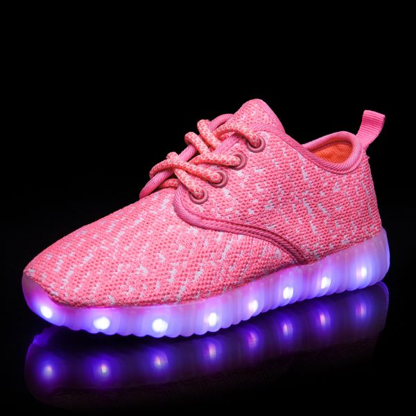 

led glowing kids sneakers sport running shoes for girls&boys glowing air mesh sneakers kids led iuminous shoes boots trainers, Black