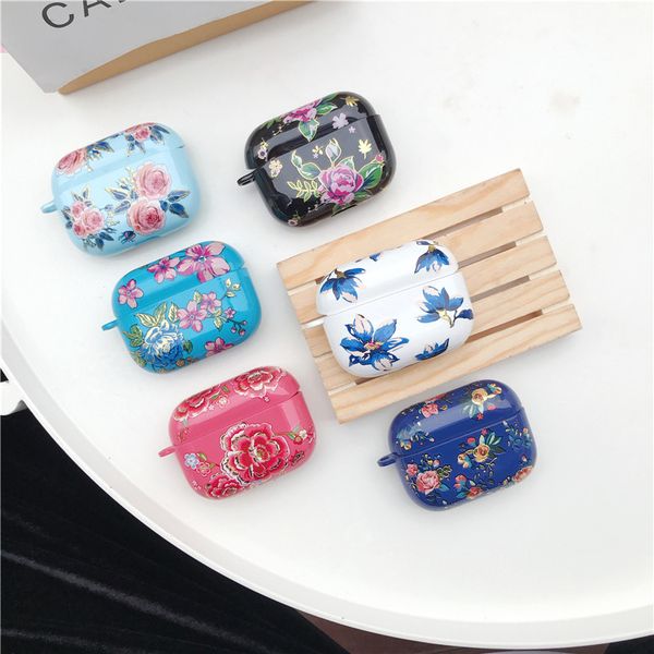 

rose flower floral soft tpu wireless earphone cover for apple airpods pro case