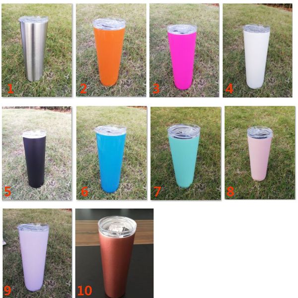 

20oz stainless steel skinny cup vacuum tumbler insulated straight cup beer coffee drinking mug cups with lids and straws xmas gift hh7-1758